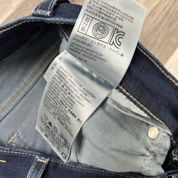 Levis Premium Dark Wash Blue Womens 26x27 Curvy Straight Stretch Jeans Red Tab - Picture 5 of 15